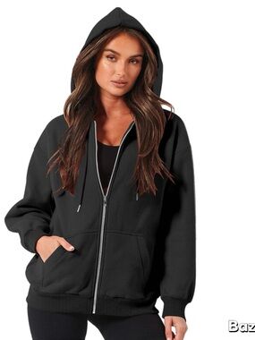 Sx XL ANRABESS Womens Zip Up Hoodies Long Sleeve Oversized Sweatshirts Fleece